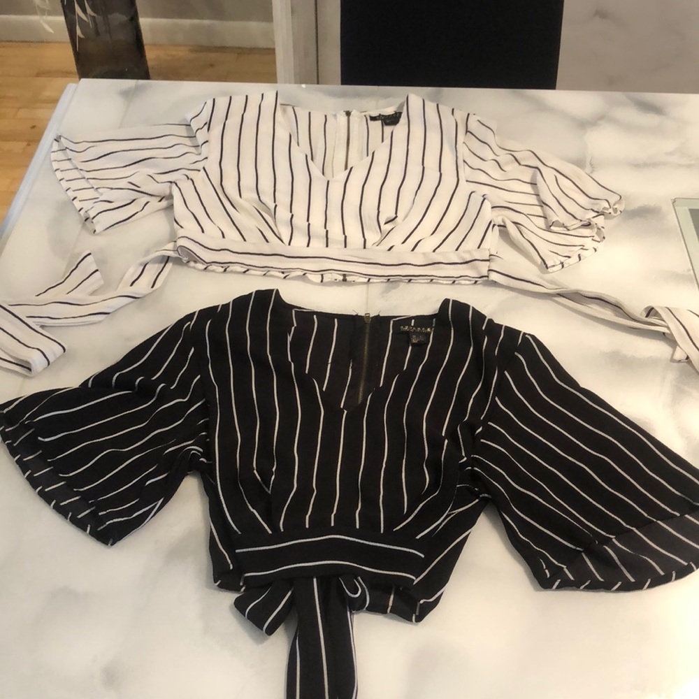 Both stripped cropped blouses together